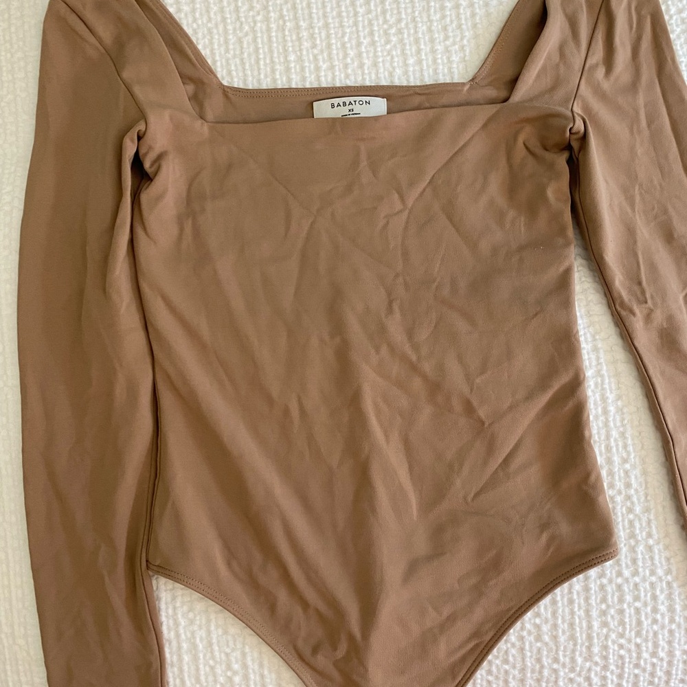Aritzia Babaton Square Neck Thong Bodysuit Long Sleeved Size XS
